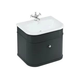 Burlington Chalfont Wall Mounted Vanity Unit With Roll Top Washbasin - Matt Black