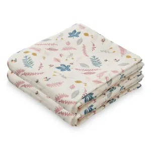 Cam Cam Copenhagen Muslin Cloth, 2-Pack - Gots Pressed Leaves Rose