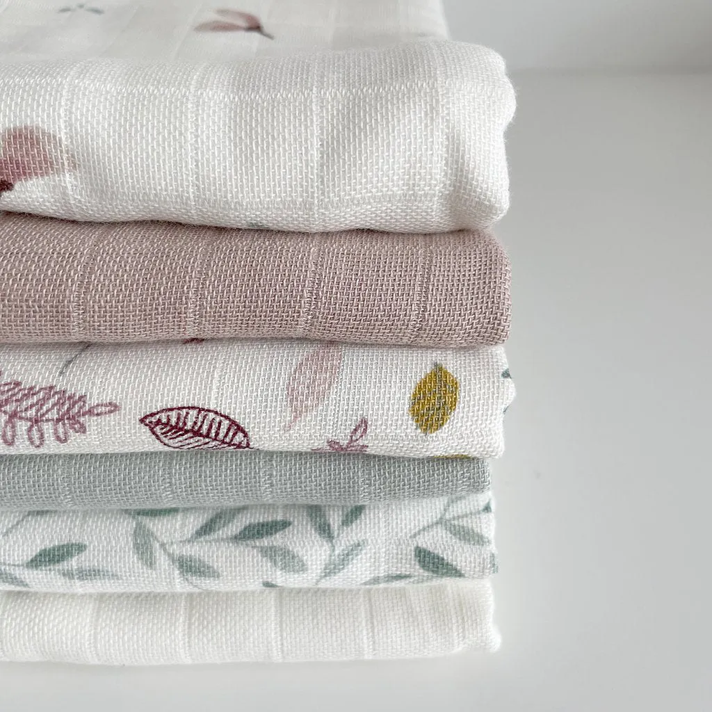 Cam Cam Copenhagen Muslin Cloth, 2-Pack - Gots Pressed Leaves Rose