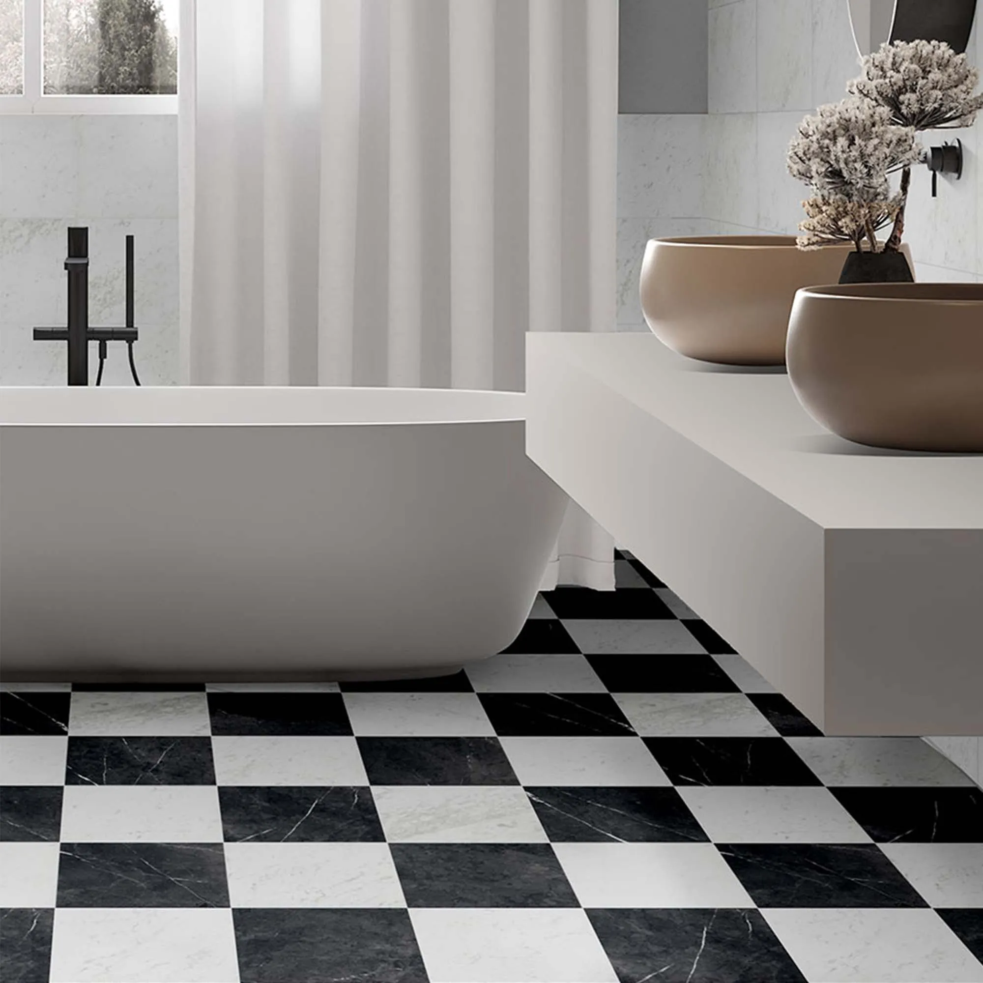 Chester Nero Marquina Marble Effect Porcelain Tile 30x30cm Matt