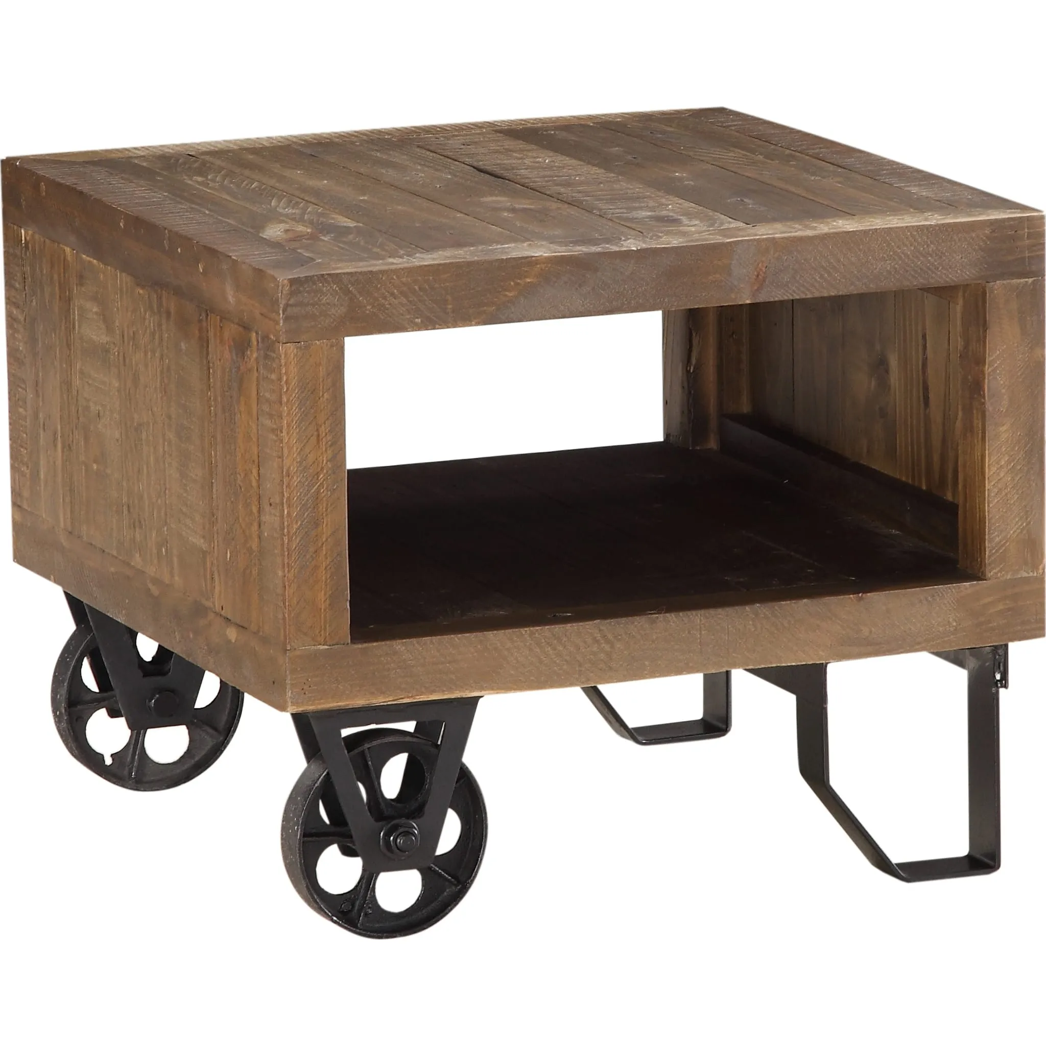 Coalburn Reclaimed Wood Square Side Table in Russett Brown Modus