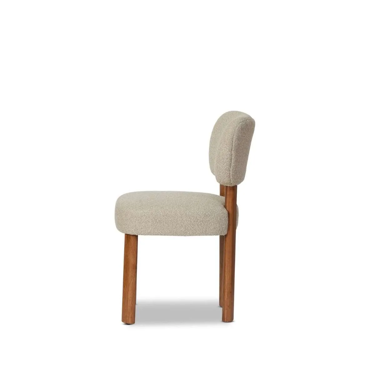 Coco Boucle Dining Chair - Set of 2 - Cream/Walnut Mocka