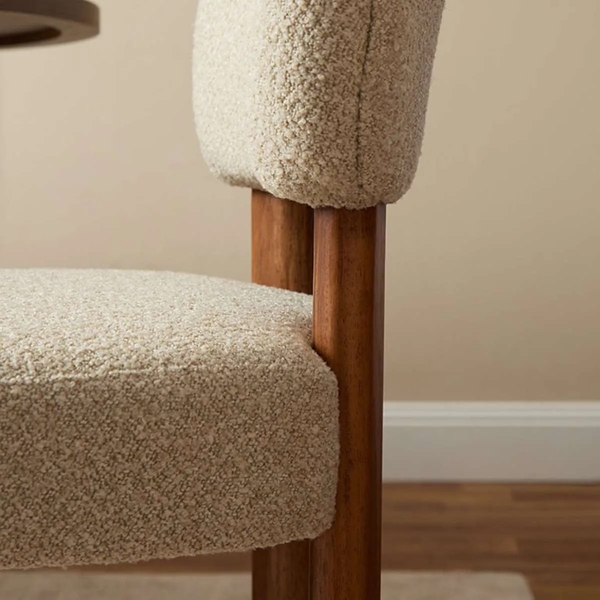 Coco Boucle Dining Chair - Set of 2 - Cream/Walnut Mocka