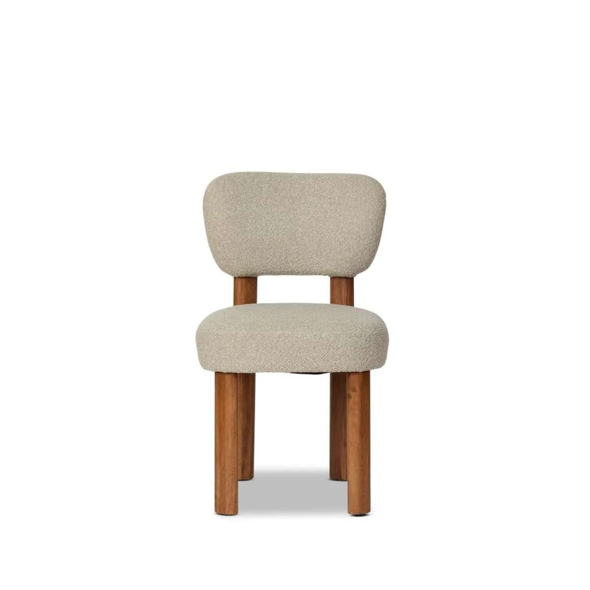 Coco Boucle Dining Chair - Set of 2 - Cream/Walnut Mocka