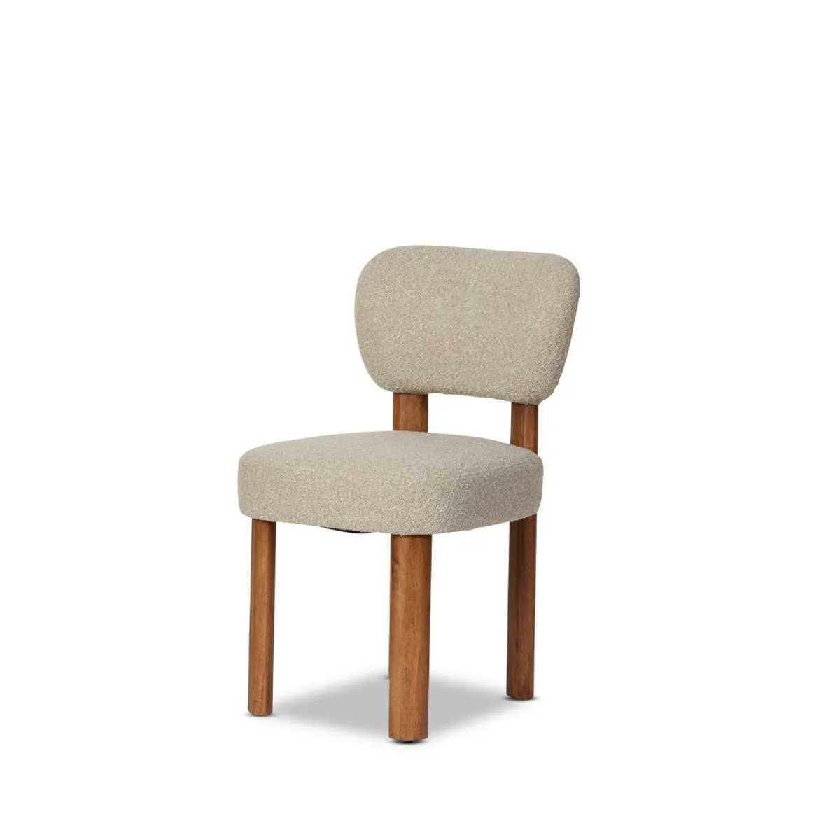 Coco Boucle Dining Chair - Set of 2 - Cream/Walnut Mocka