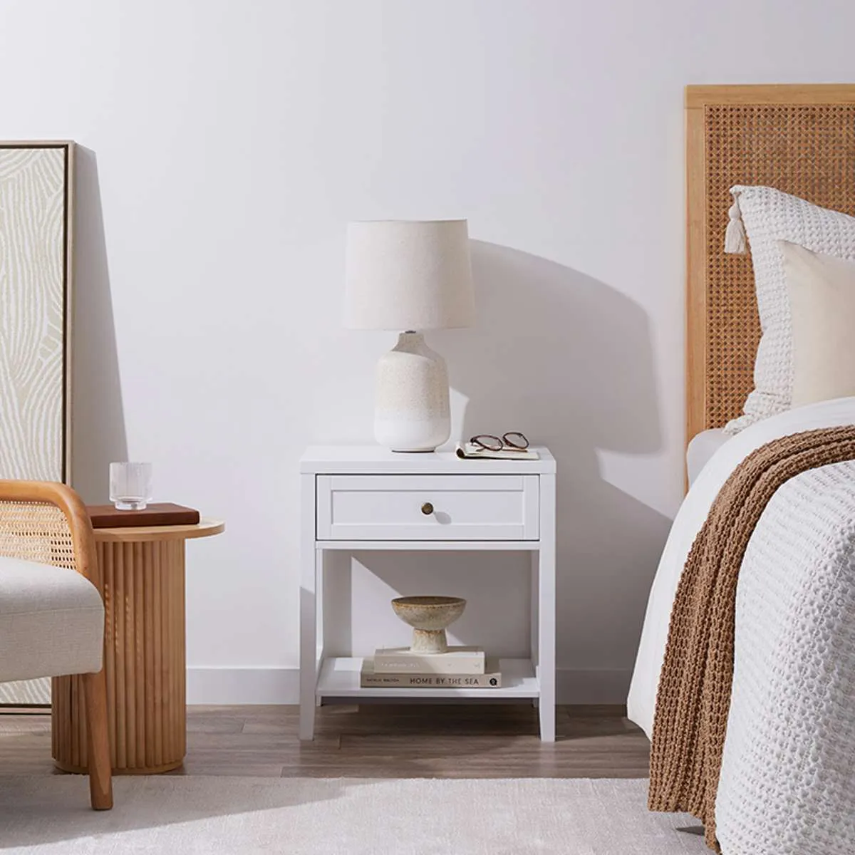 Cove Bedside Table - White Bundle Mocka