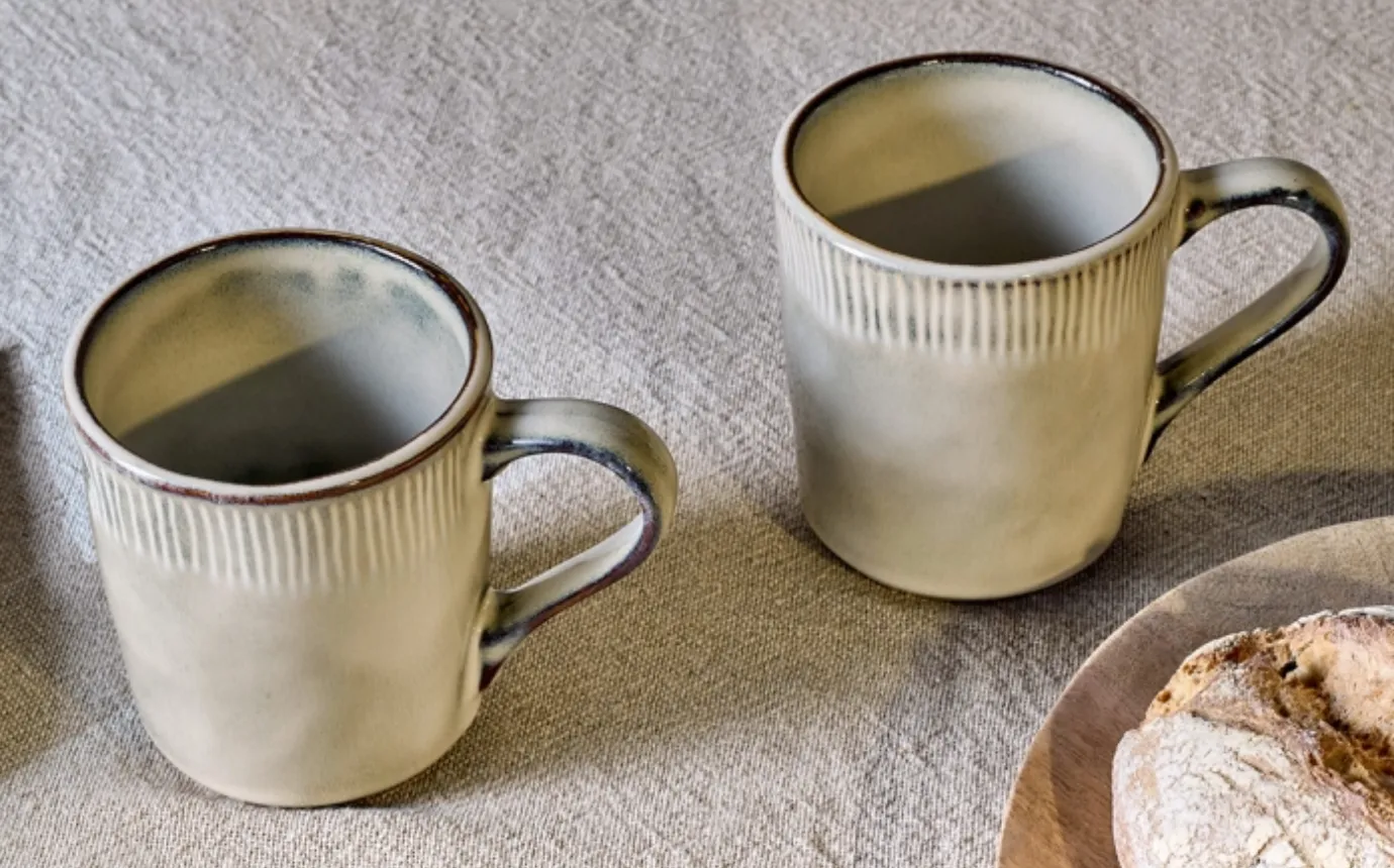 Cream Ceramic Mugs - Set Of 2 Funky Chunky