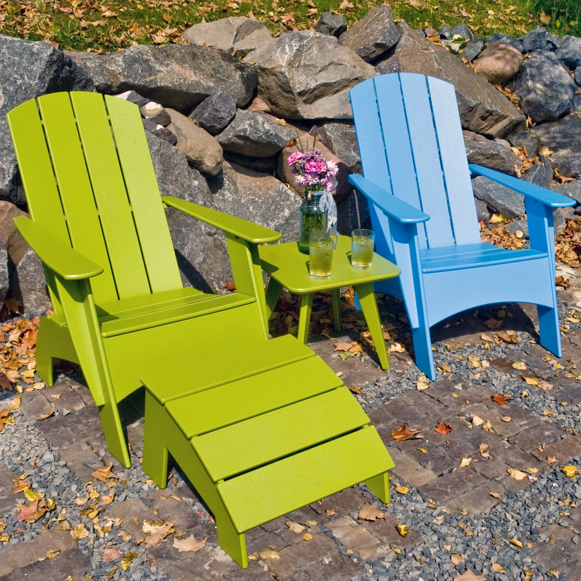Curved Adirondack Chair and Ottoman Bundle