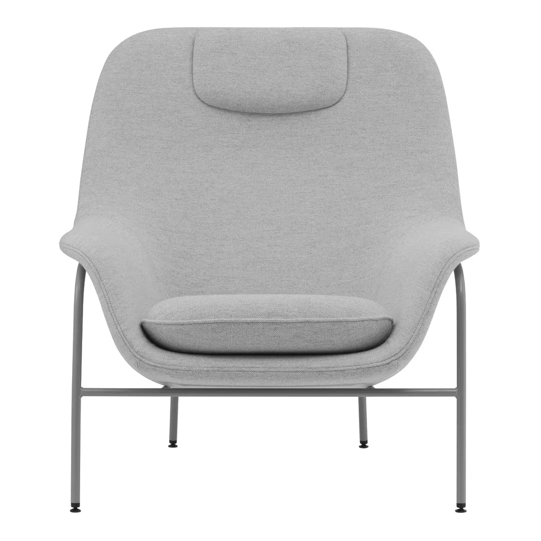 Drape High Lounge Chair w/ Headrest - Steel Legs