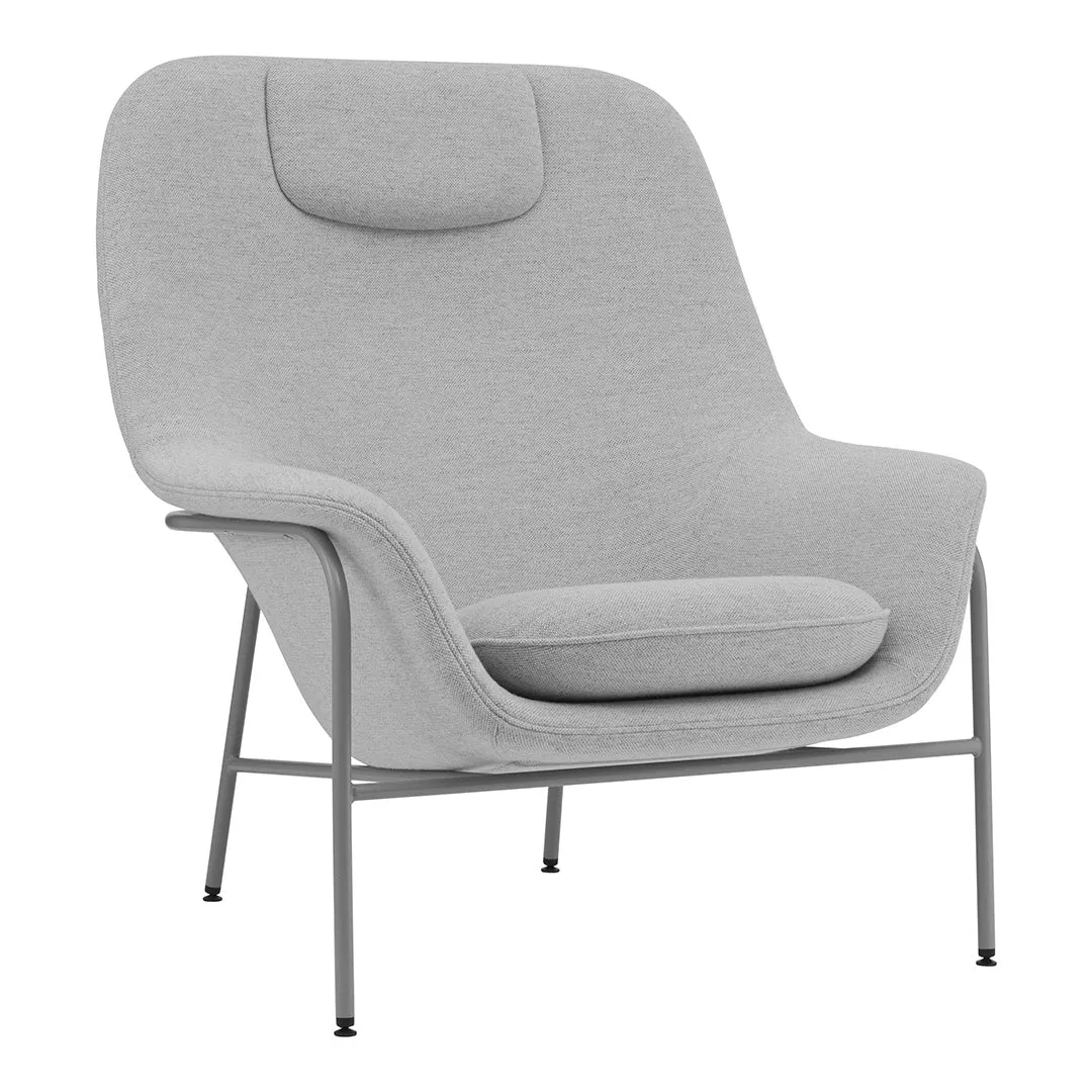 Drape High Lounge Chair w/ Headrest - Steel Legs