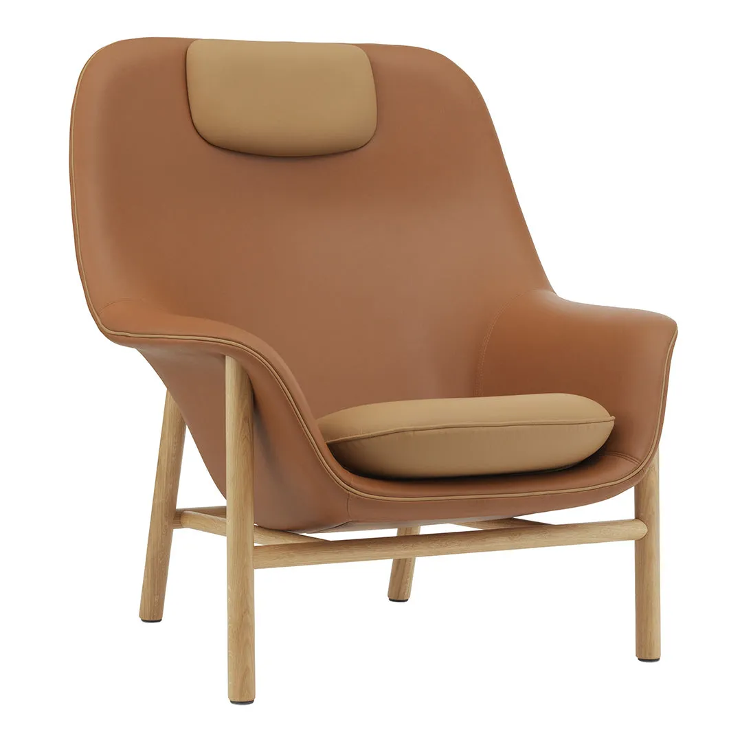 Drape High Lounge Chair w/ Headrest - Wood Legs