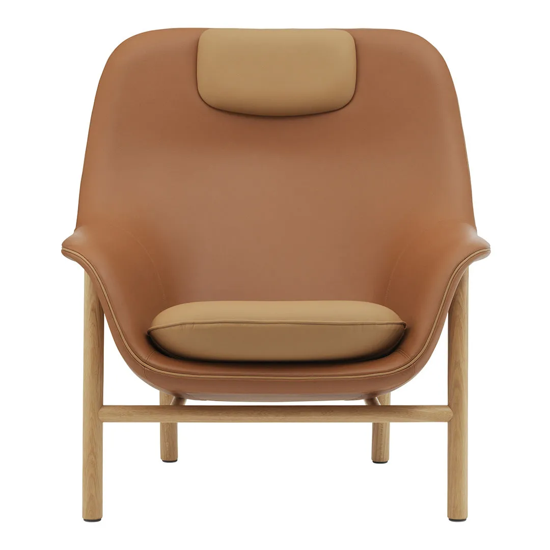 Drape High Lounge Chair w/ Headrest - Wood Legs