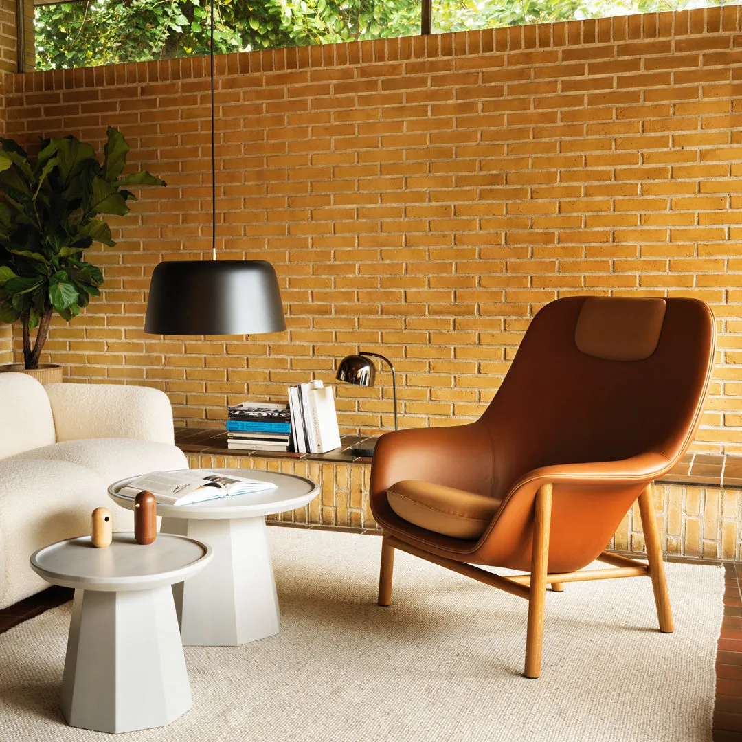 Drape High Lounge Chair w/ Headrest - Wood Legs