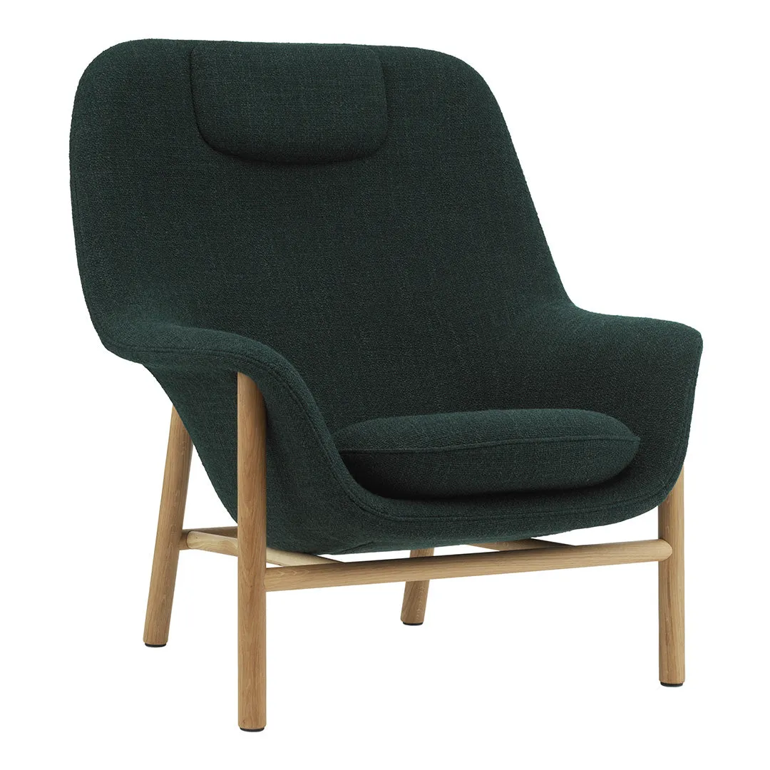 Drape High Lounge Chair w/ Headrest - Wood Legs