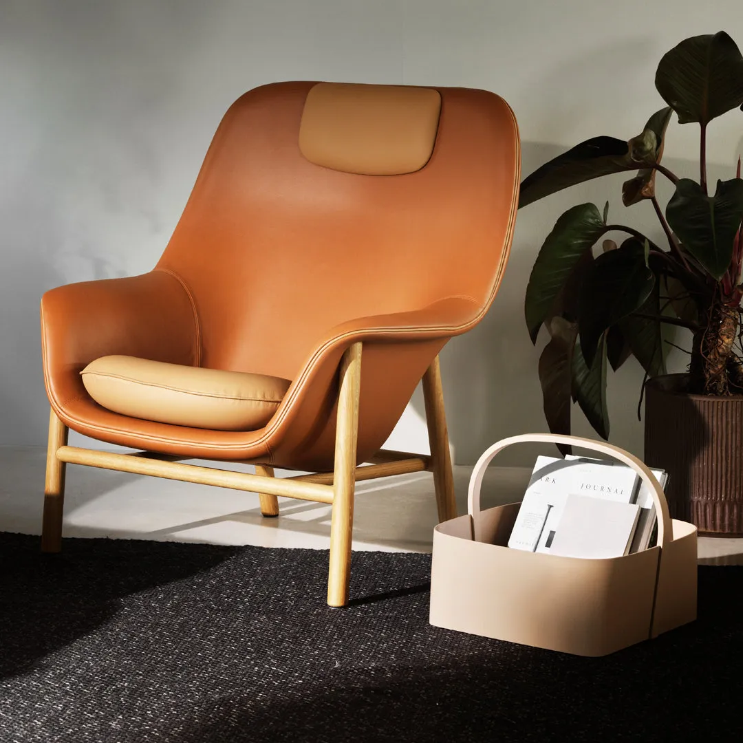 Drape High Lounge Chair w/ Headrest - Wood Legs