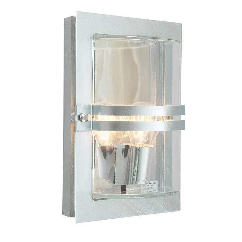 Elstead Basel Galvanised Steel Outdoor Wall Light - Clear