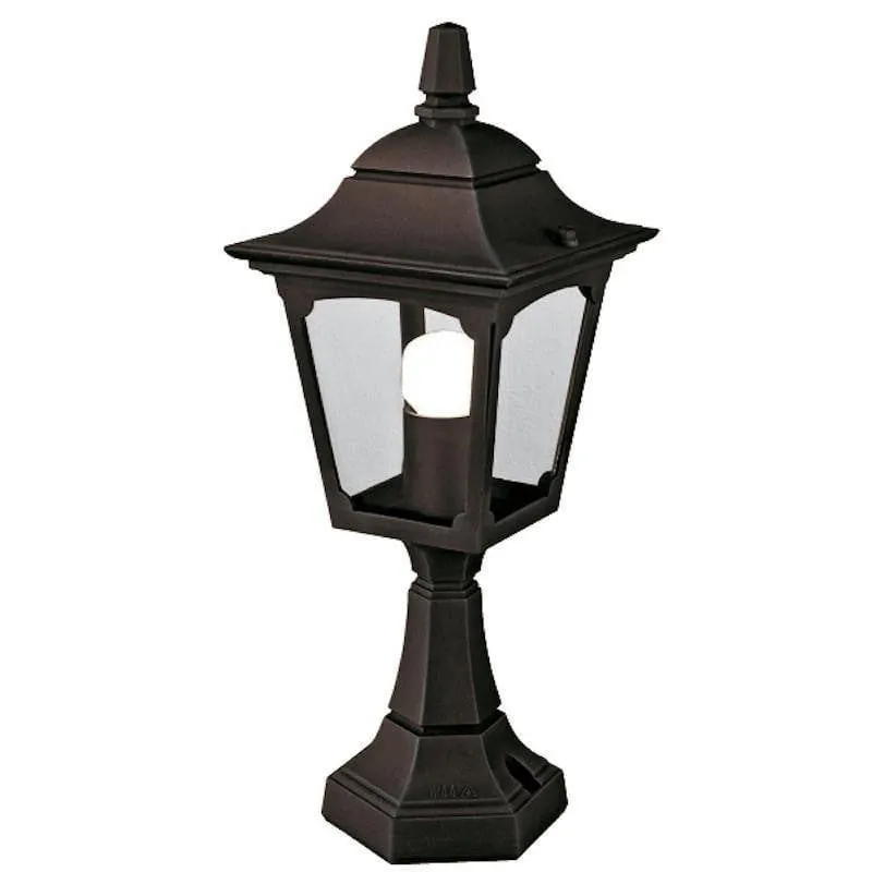 Elstead Chapel Black Outdoor Mini Pedestal Lantern