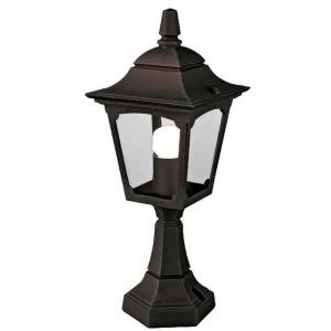 Elstead Chapel Black Outdoor Mini Pedestal Lantern