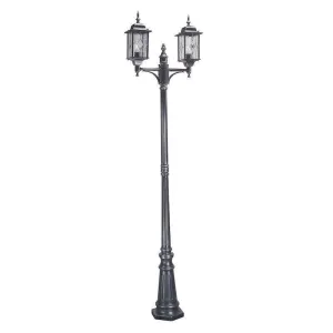 Elstead Wexford Black/Silver Outdoor Twin Arm Lamp Post