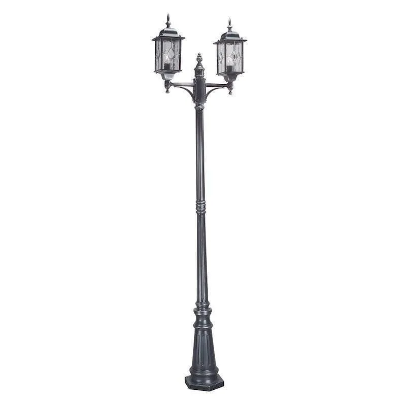 Elstead Wexford Black/Silver Outdoor Twin Arm Lamp Post