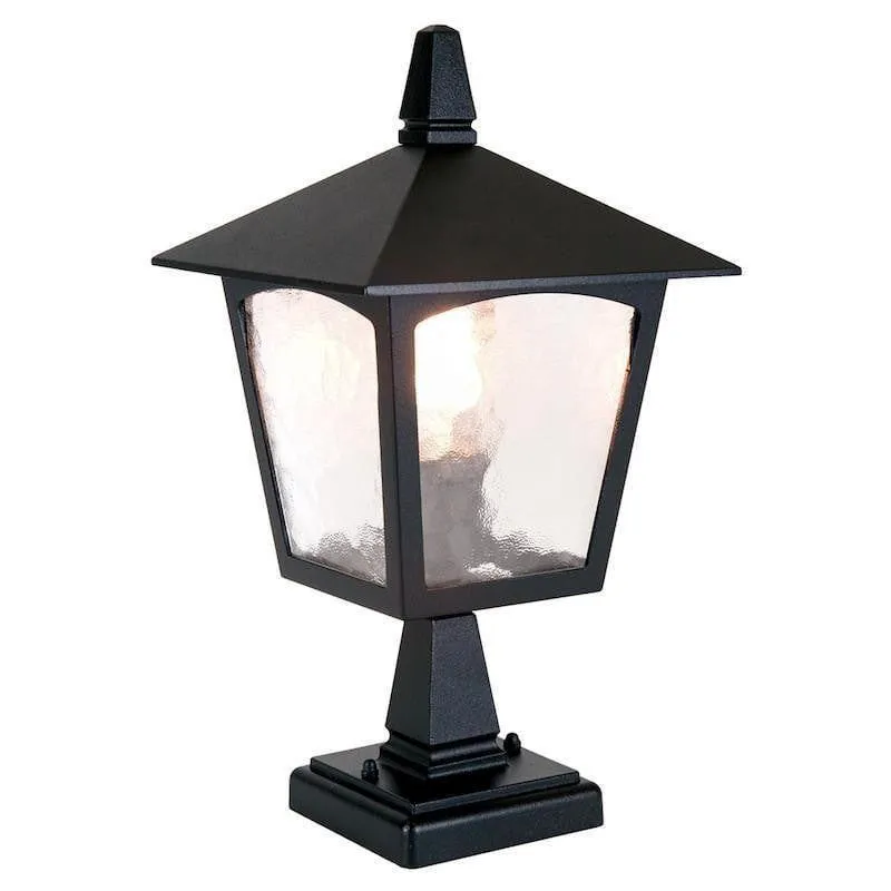 Elstead York Black Outdoor Pedestal Lantern
