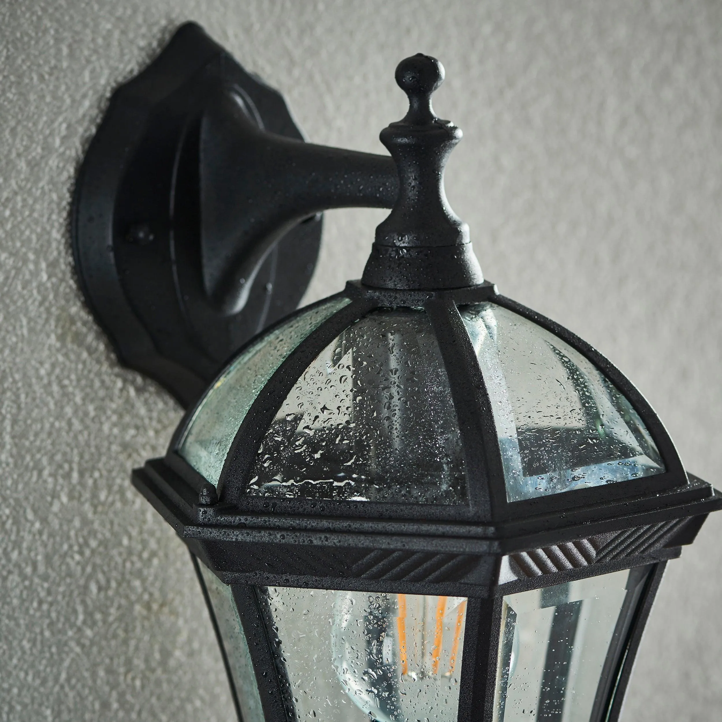 Endon Drayton Textured Black Outdoor Downlight Wall Light