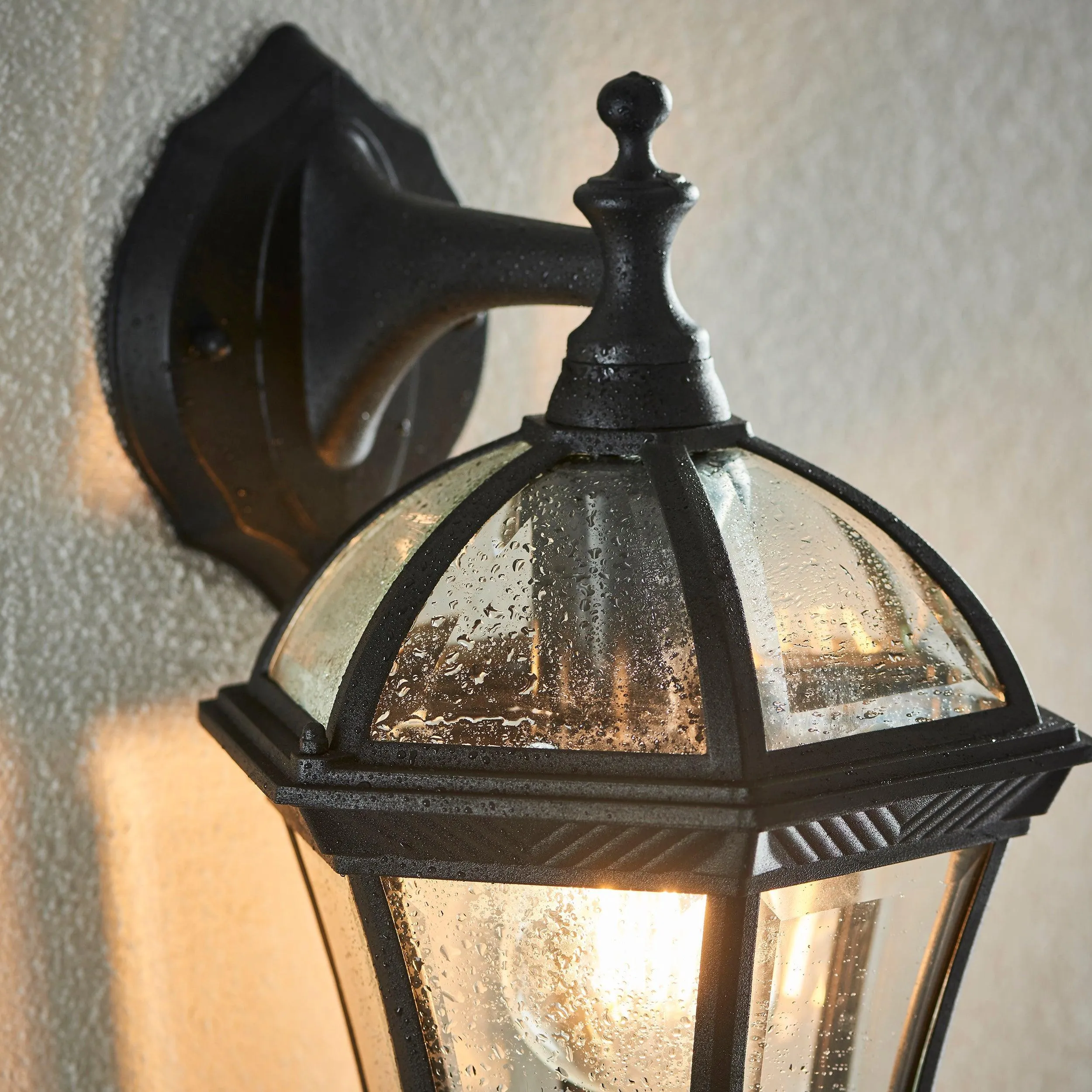 Endon Drayton Textured Black Outdoor Downlight Wall Light