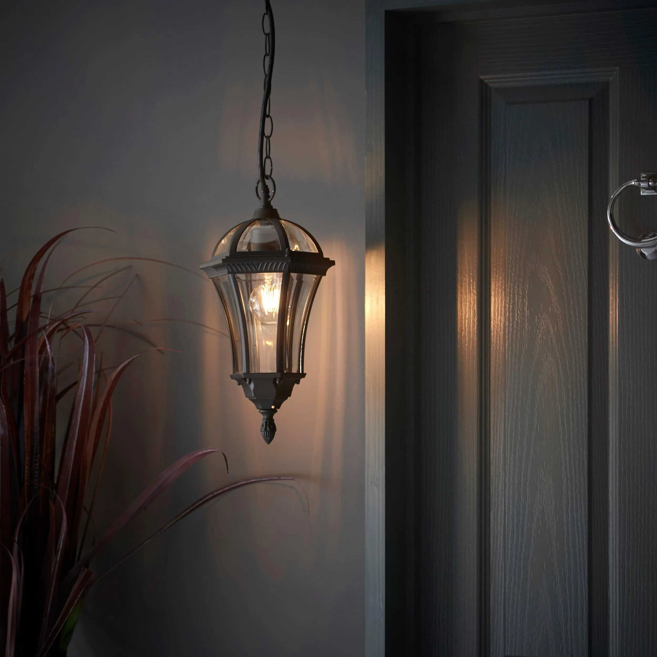 Endon Drayton Textured Black Outdoor Pendant Light