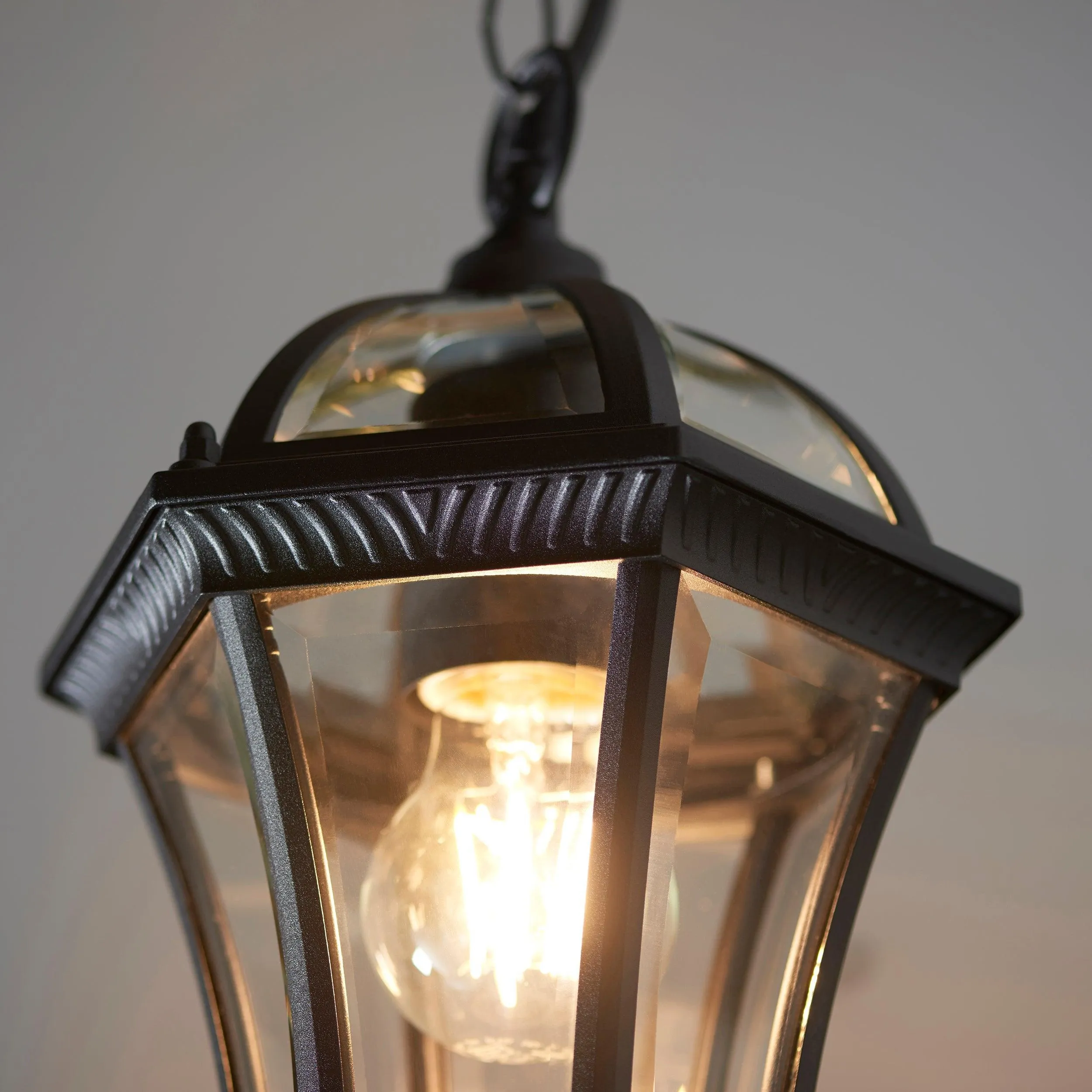 Endon Drayton Textured Black Outdoor Pendant Light