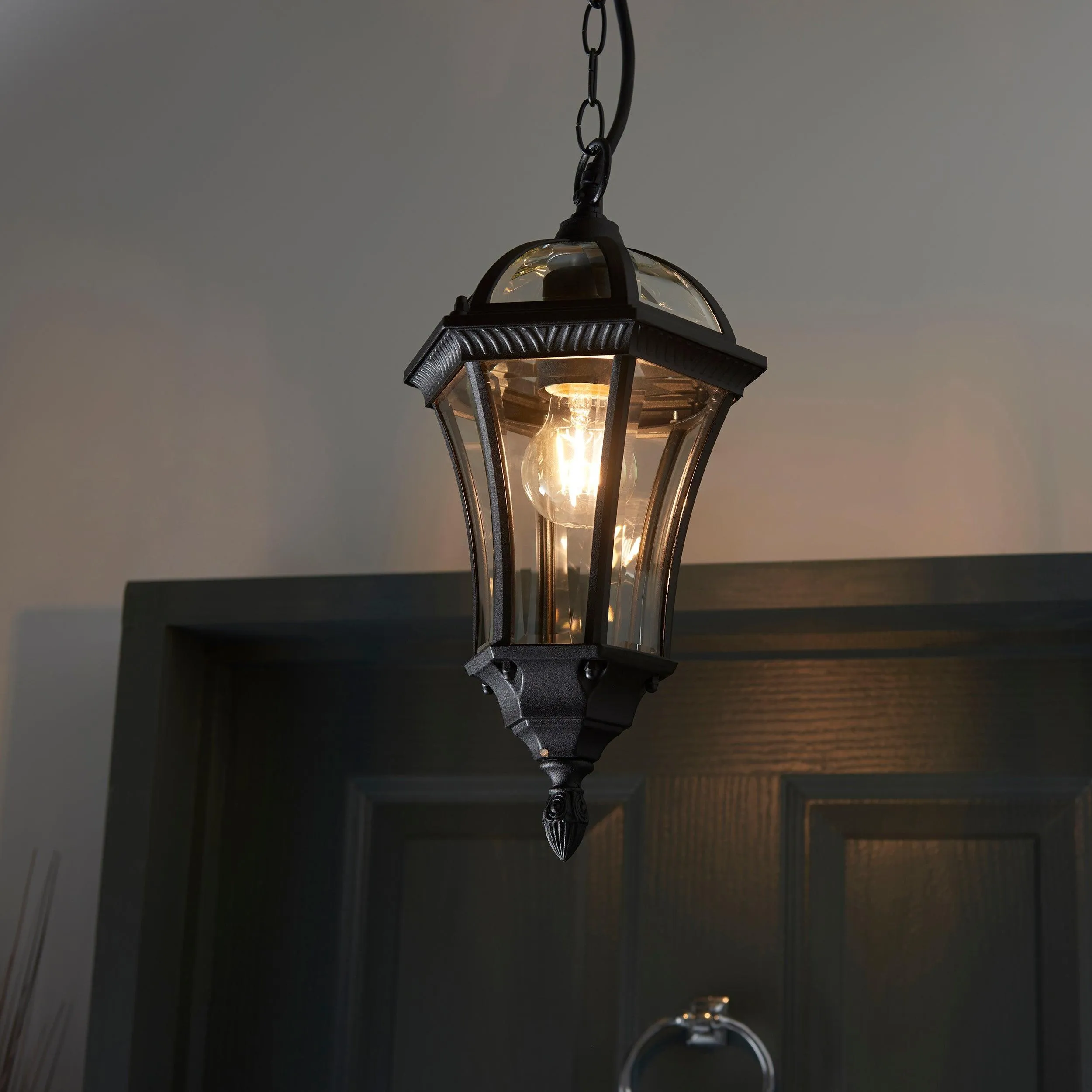 Endon Drayton Textured Black Outdoor Pendant Light