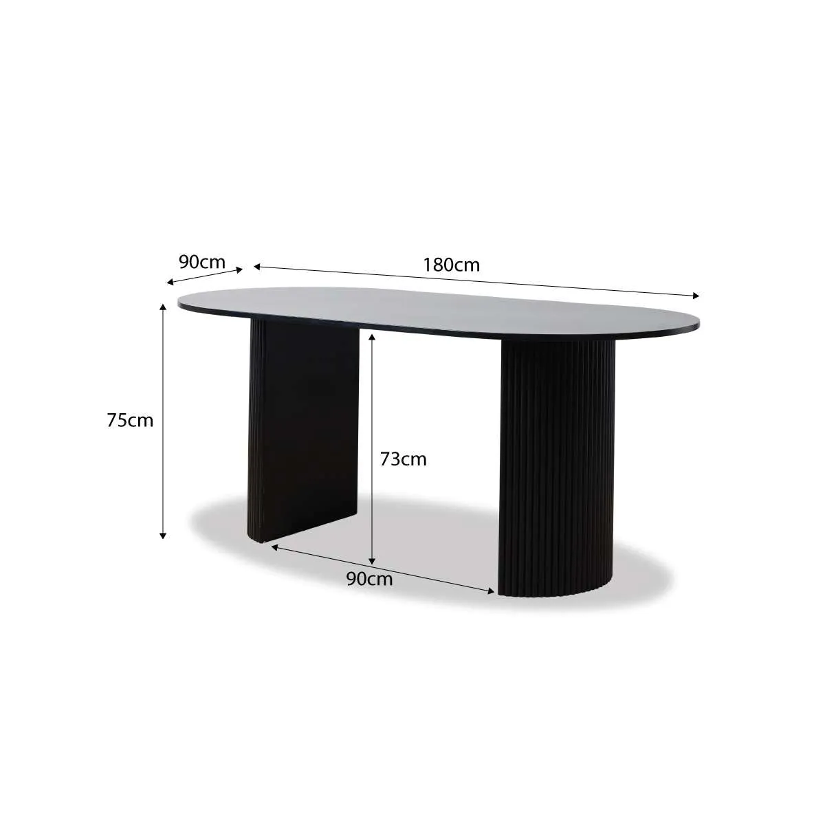 Eve Black Table and Willa Seven Piece Dining Set Mocka