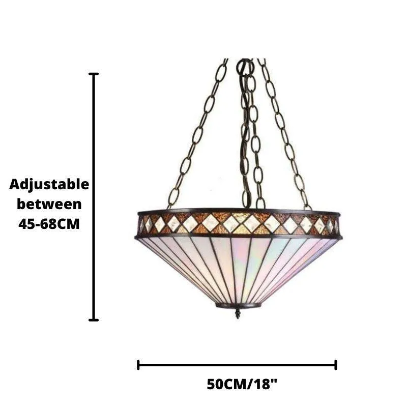 Fargo Large Inverted Tiffany Ceiling Light (adjustable chain)