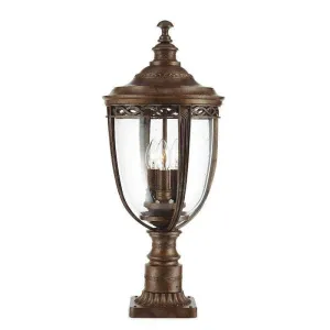Feiss English Bridle Bronze Large Outdoor Pedestal Lantern