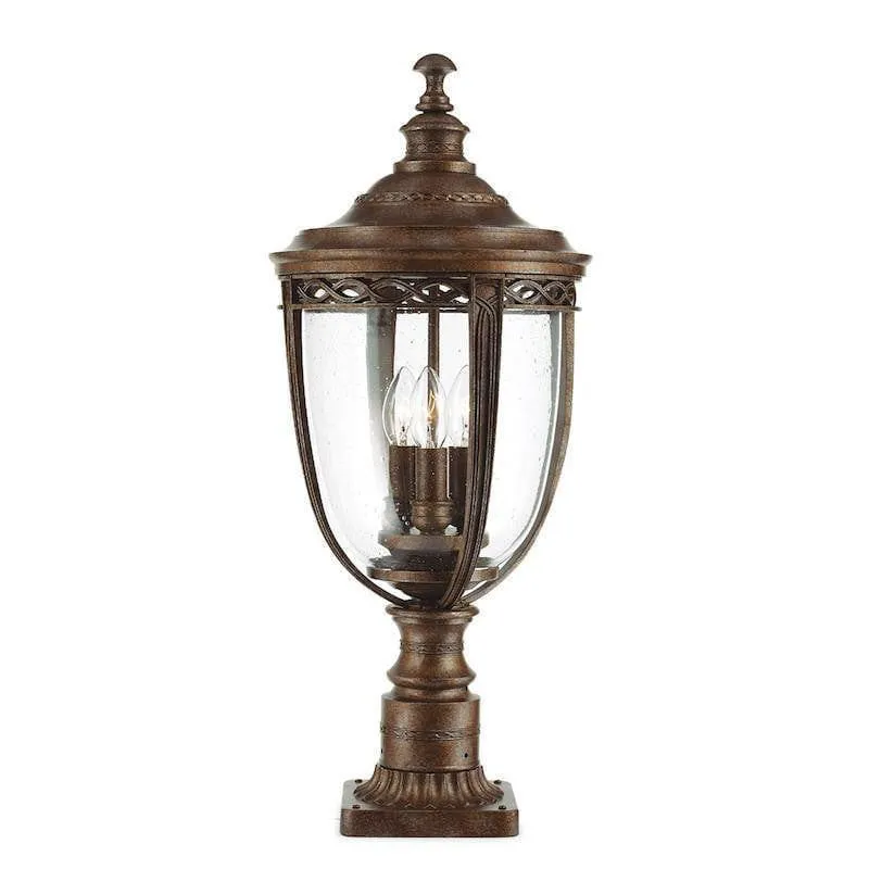 Feiss English Bridle Bronze Large Outdoor Pedestal Lantern
