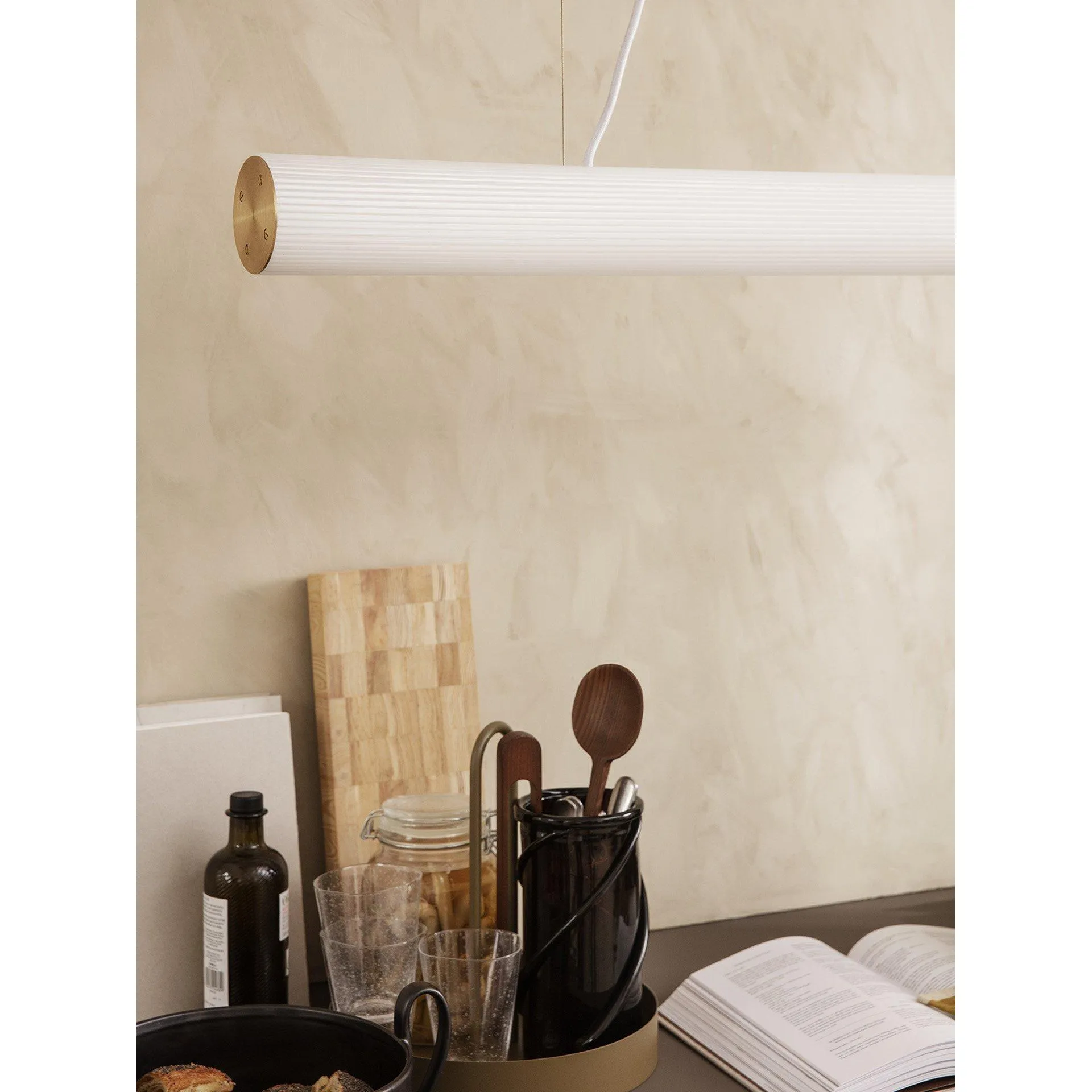 Ferm Living Vuelta Suspension Lamp Brass 100, White