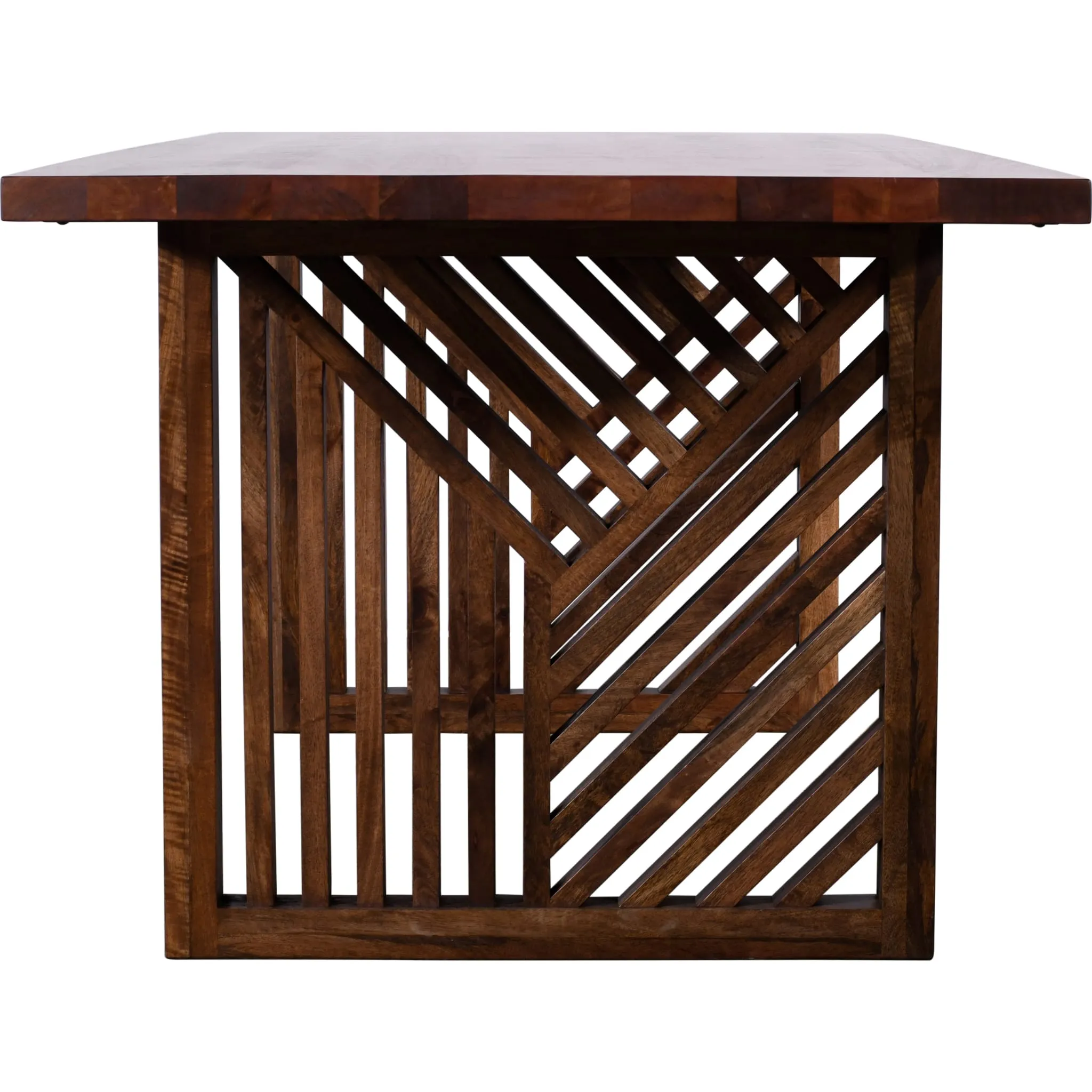 Fevano Solid Wood Rectangular Dining Table in Smoked Brown Modus