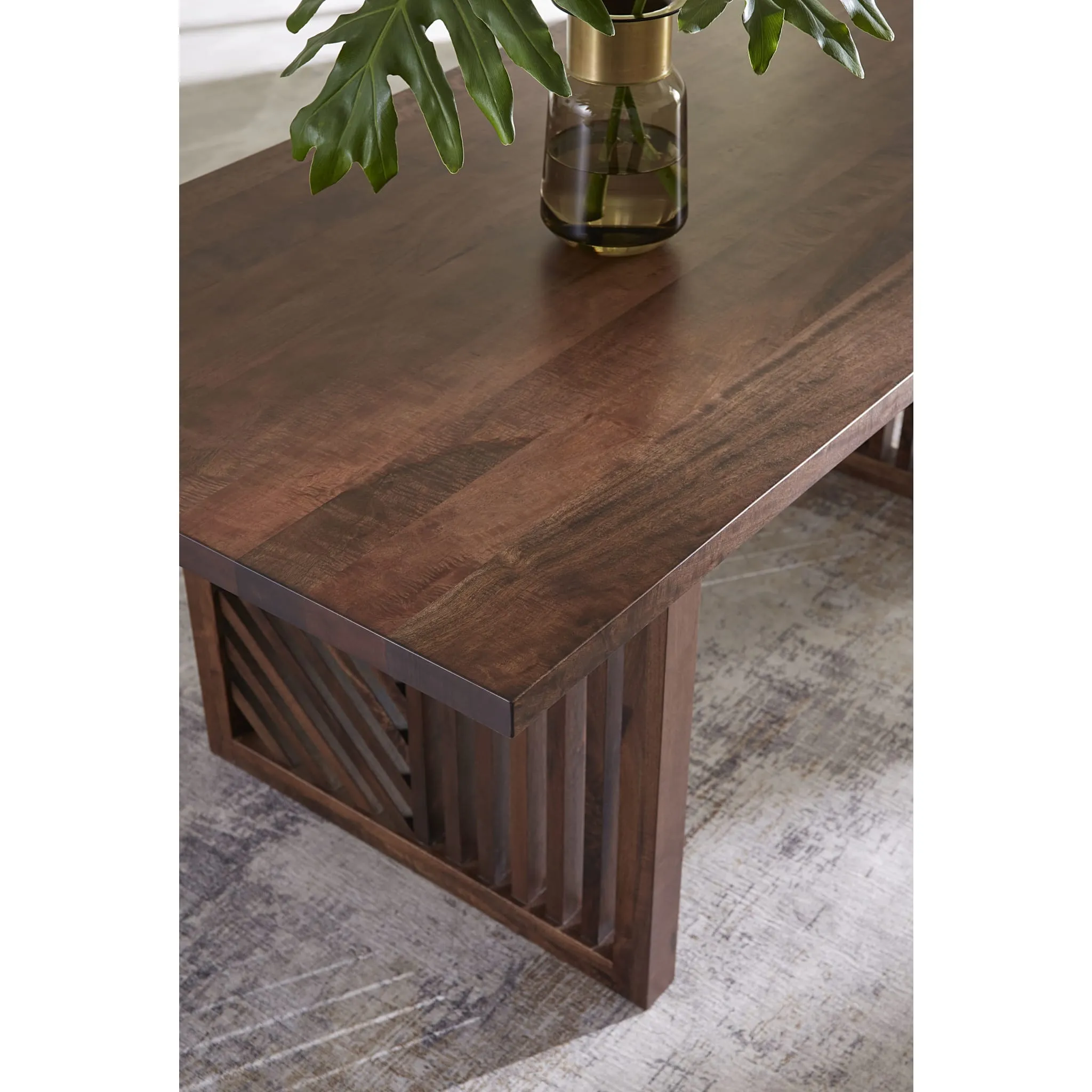 Fevano Solid Wood Rectangular Dining Table in Smoked Brown Modus