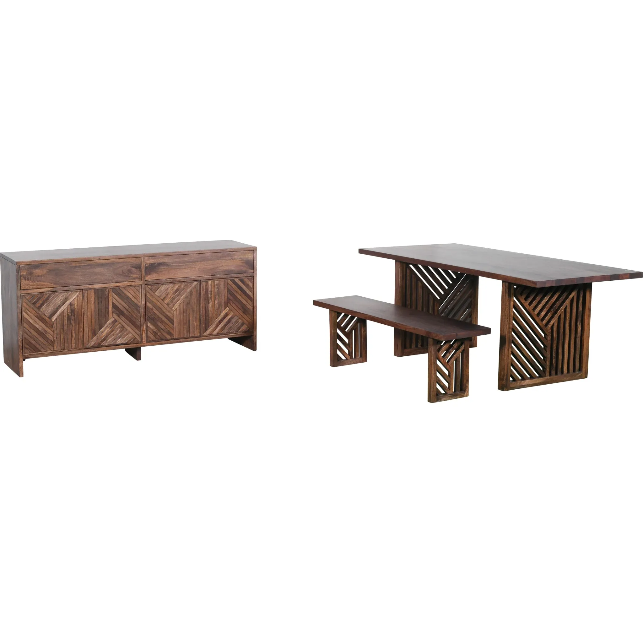 Fevano Solid Wood Rectangular Dining Table in Smoked Brown Modus
