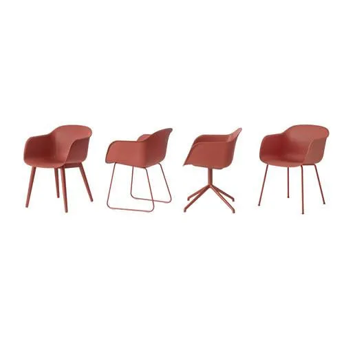 Fiber Arm Chair, Sled Base, Dusty Red