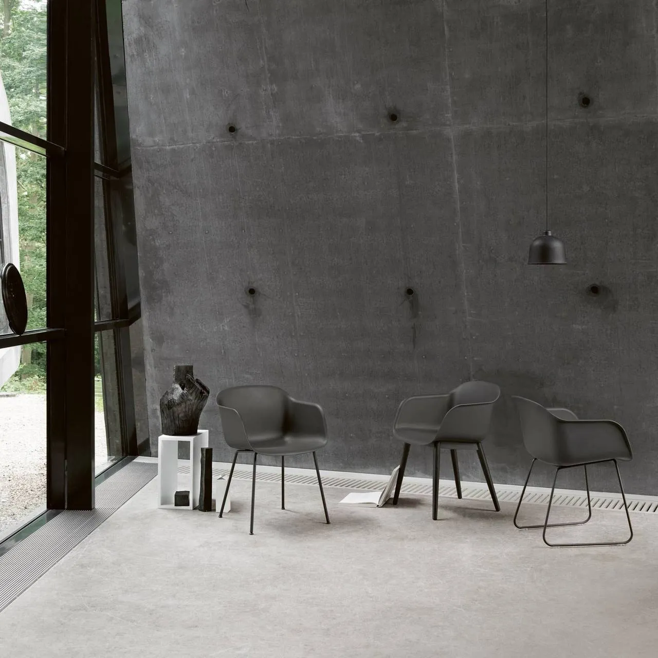 Fiber Arm Chair, Sled Base, Dusty Red