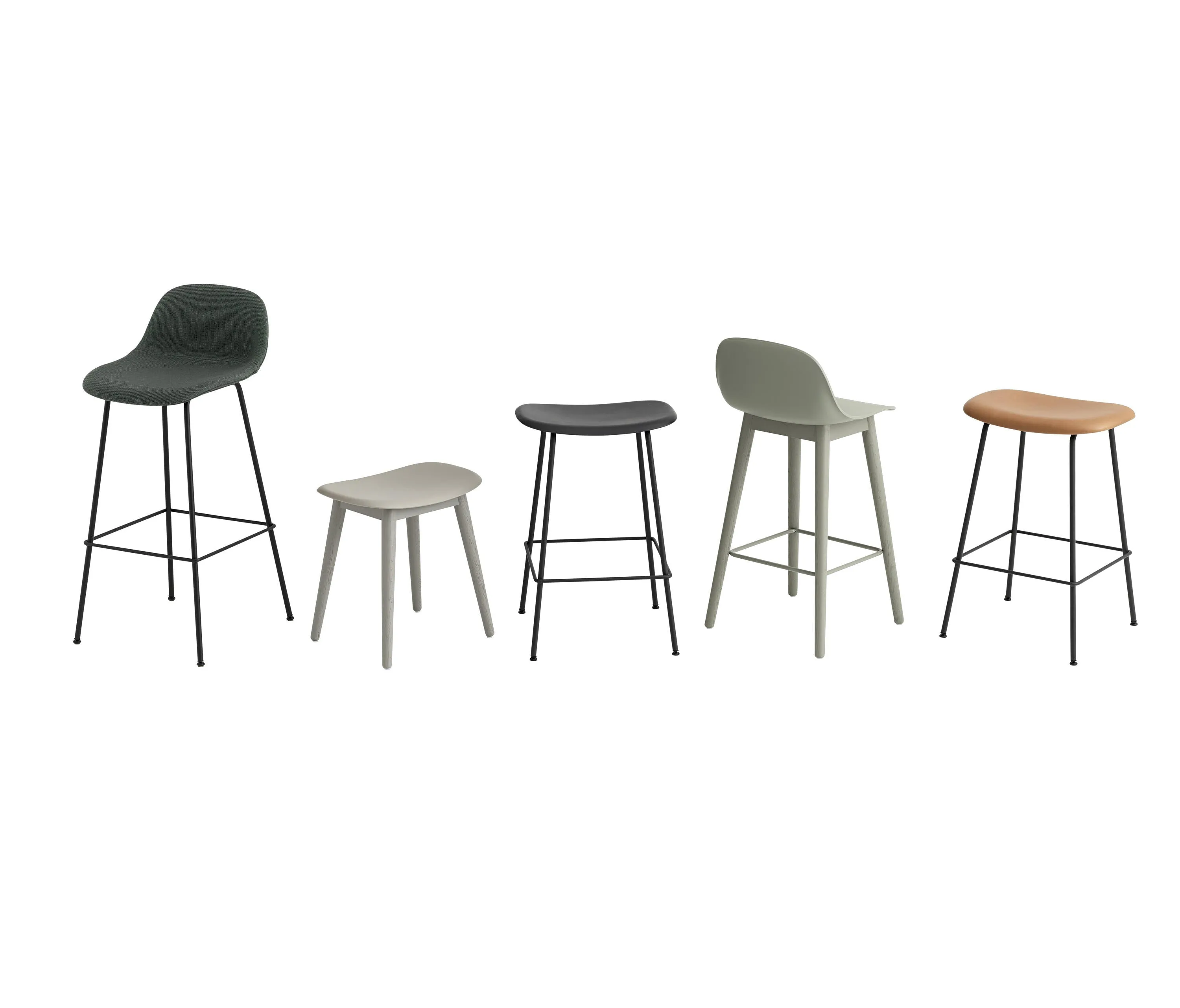 Fiber Stool with Backrest, tube base, 65cm, Natural Black/Black