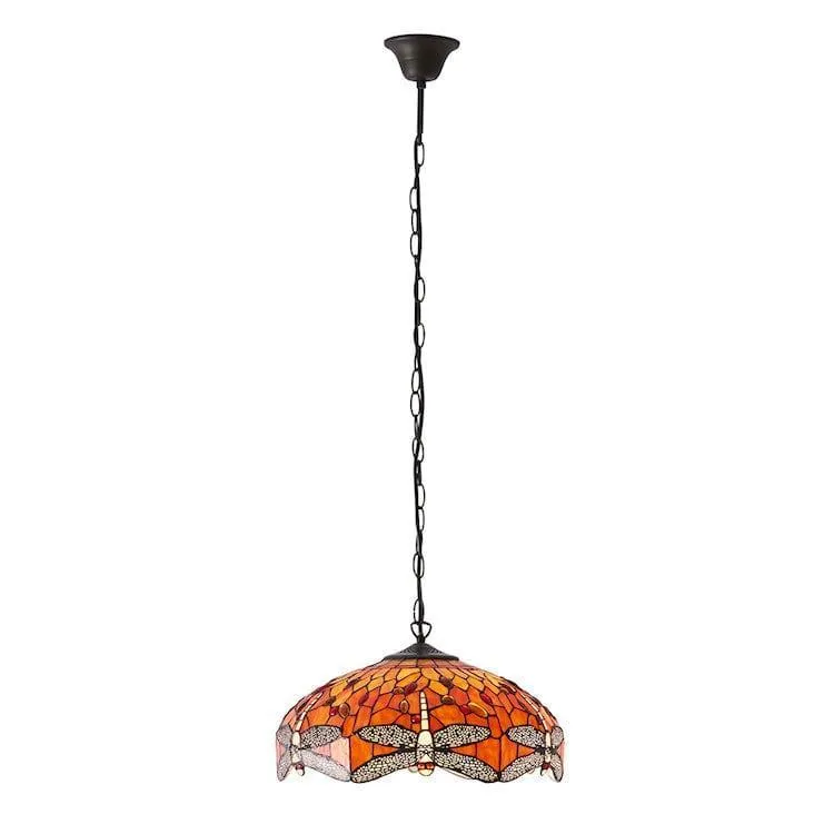 Flame Dragonfly Medium Tiffany Ceiling Light - 3 Bulb Fitting