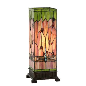Flame Dragonfly Tiffany Large Square Table Lamp