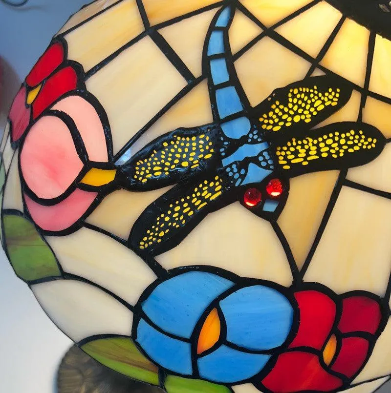 Floral Dragonfly Tiffany Lamp by Loxton Lighting