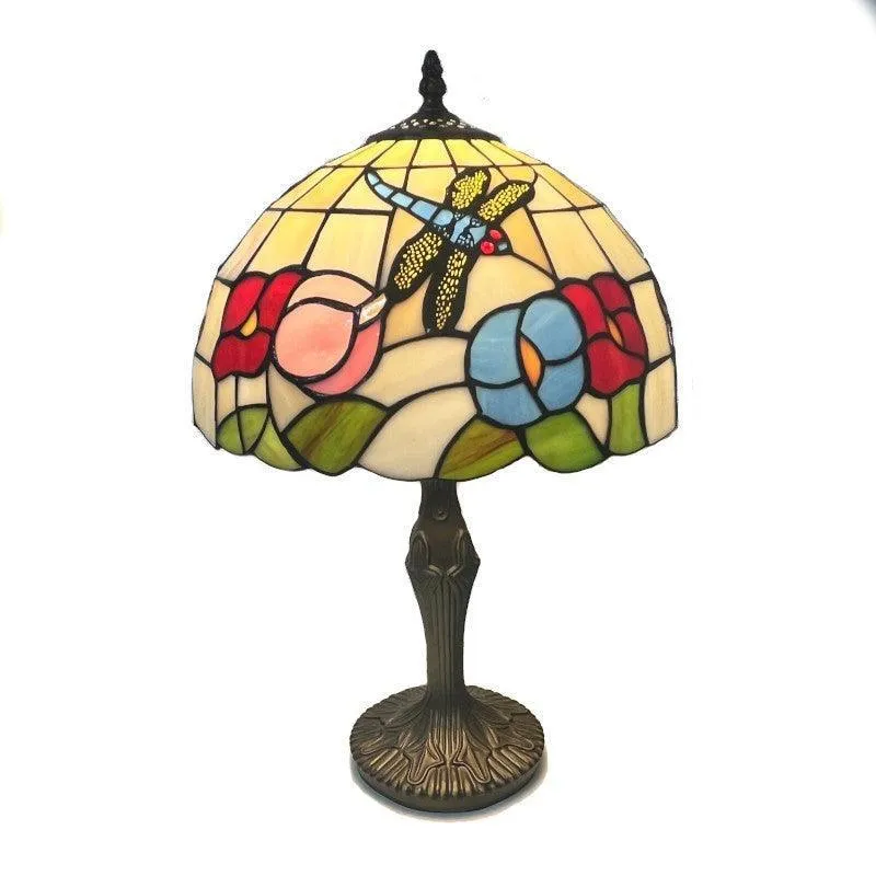 Floral Dragonfly Tiffany Lamp by Loxton Lighting