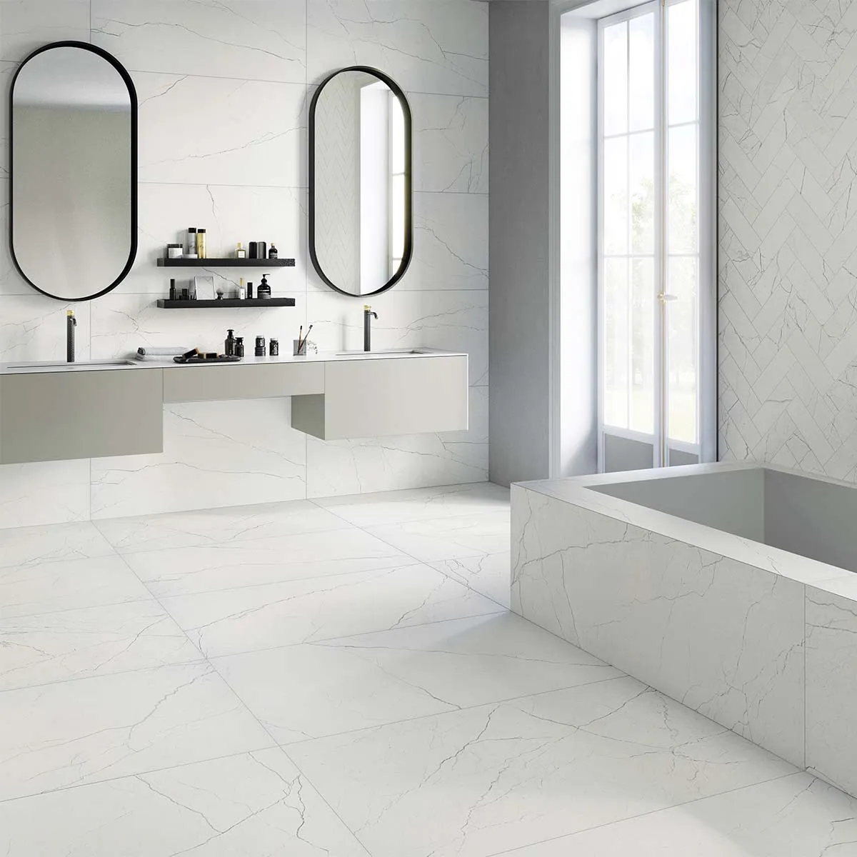 Florentina Marble Cortina White 3D Honed Porcelain Tile 60x120cm