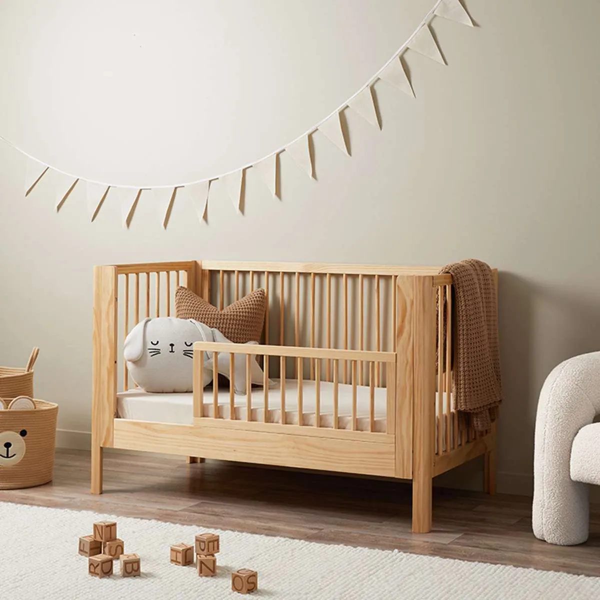 Fraser Coastal Cot Toddler Bed Half Frame - Natural Mocka