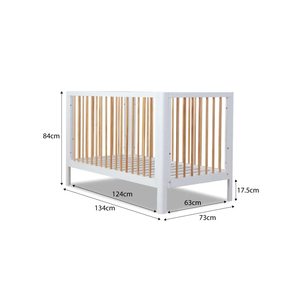 Fraser Coastal Cot - White/Natural Mocka