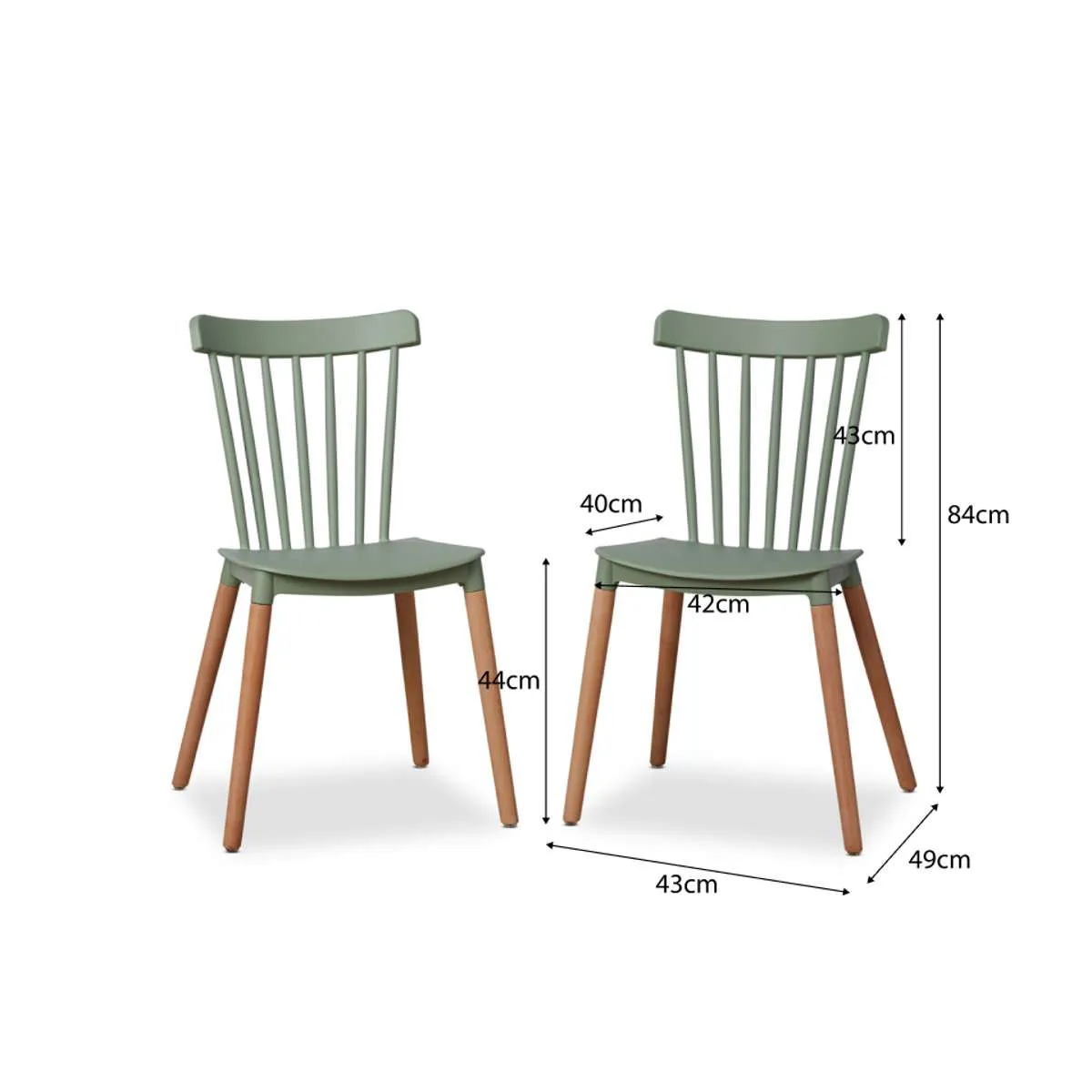Frida Dining Chair - Sage Green Set of Six Bundle Mocka