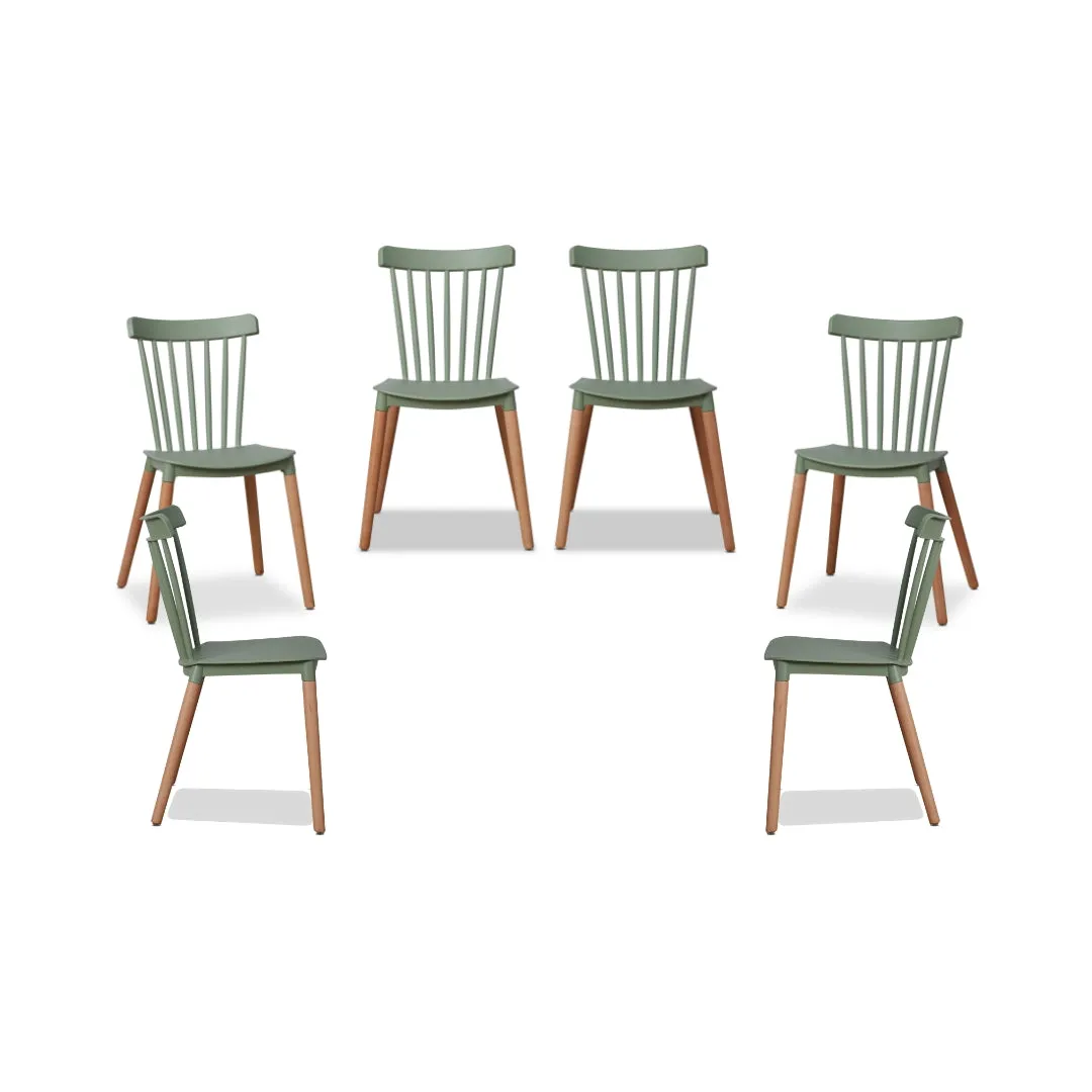 Frida Dining Chair - Sage Green Set of Six Bundle Mocka